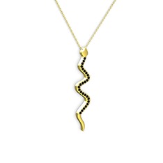 Retil Yılan Kolye - Siyah zirkon 925 ayar altın kaplama gümüş kolye (40 cm gümüş rolo zincir) #1ksqs12