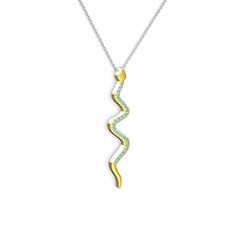 Retil Yılan Kolye - Akuamarin 14 ayar altın kolye (40 cm beyaz altın rolo zincir) #1qmmojn