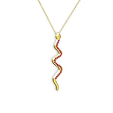 Rodolit garnet 18 ayar altın kolye (40 cm gümüş rolo zincir)