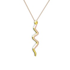 Retil Yılan Kolye - Pembe kuvars 18 ayar altın kolye (40 cm rose altın rolo zincir) #1ta3uv0