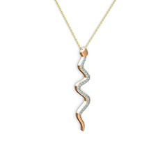Retil Yılan Kolye - Akuamarin 14 ayar rose altın kolye (40 cm gümüş rolo zincir) #1ve9sn