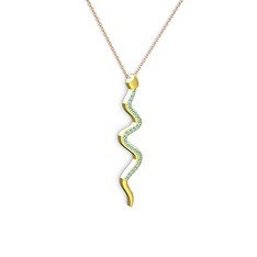 Retil Yılan Kolye - Akuamarin 14 ayar altın kolye (40 cm gümüş rolo zincir) #1y9tdrv