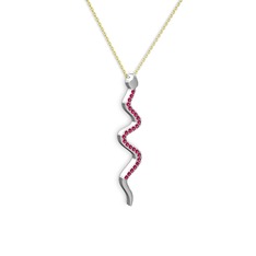 Retil Yılan Kolye - Rodolit garnet 18 ayar beyaz altın kolye (40 cm altın rolo zincir) #1yd93zt