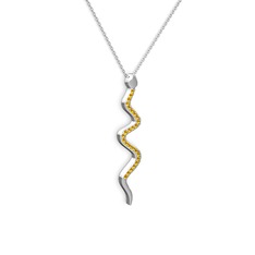 Retil Yılan Kolye - Sitrin 14 ayar beyaz altın kolye (40 cm beyaz altın rolo zincir) #1yefj7q