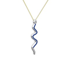 Retil Yılan Kolye - Lab safir 14 ayar beyaz altın kolye (40 cm altın rolo zincir) #3jic1g