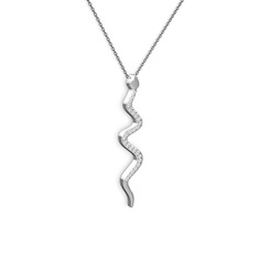 Retil Yılan Kolye - Swarovski 14 ayar beyaz altın kolye (40 cm gümüş rolo zincir) #5hcszx