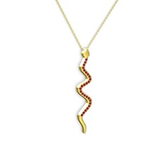 Retil Yılan Kolye - Garnet 8 ayar altın kolye (40 cm altın rolo zincir) #6vterb