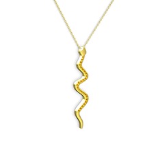 Retil Yılan Kolye - Sitrin 14 ayar altın kolye (40 cm altın rolo zincir) #6vyanb