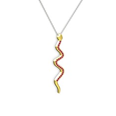Retil Yılan Kolye - Rodolit garnet 925 ayar altın kaplama gümüş kolye (40 cm gümüş rolo zincir) #9qybdf