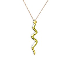 Peridot 18 ayar altın kolye (40 cm rose altın rolo zincir)