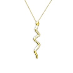 Retil Yılan Kolye - Swarovski 925 ayar altın kaplama gümüş kolye (40 cm gümüş rolo zincir) #asdoj0