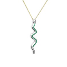 Yeşil kuvars 14 ayar beyaz altın kolye (40 cm altın rolo zincir)