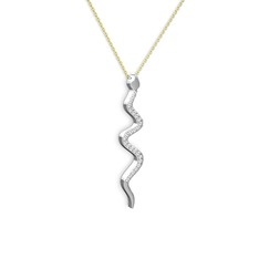 Retil Yılan Kolye - Swarovski 18 ayar beyaz altın kolye (40 cm gümüş rolo zincir) #fndqx
