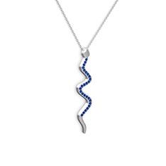 Retil Yılan Kolye - Lab safir 18 ayar beyaz altın kolye (40 cm gümüş rolo zincir) #hqxzh7