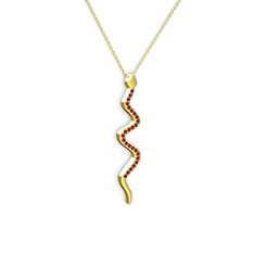 Retil Yılan Kolye - Garnet 18 ayar altın kolye (40 cm gümüş rolo zincir) #l2prrr