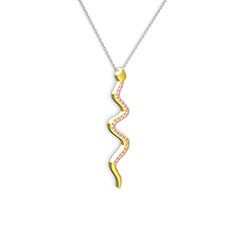 Retil Yılan Kolye - Pembe kuvars 8 ayar altın kolye (40 cm beyaz altın rolo zincir) #lrqgvl