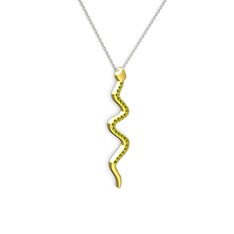 Retil Yılan Kolye - Peridot 18 ayar altın kolye (40 cm beyaz altın rolo zincir) #mjkgv5