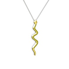 Peridot 14 ayar altın kolye (40 cm beyaz altın rolo zincir)