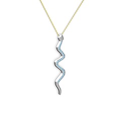 Retil Yılan Kolye - Akuamarin 925 ayar gümüş kolye (40 cm gümüş rolo zincir) #n4m5oz