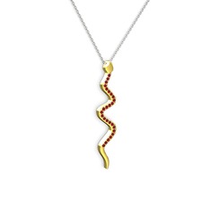 Retil Yılan Kolye - Garnet 18 ayar altın kolye (40 cm beyaz altın rolo zincir) #nahyae