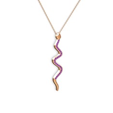 Ametist 18 ayar rose altın kolye (40 cm gümüş rolo zincir)