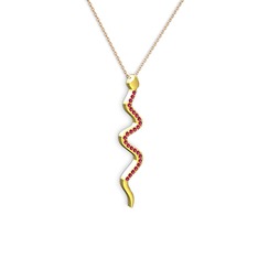 Rodolit garnet 14 ayar altın kolye (40 cm gümüş rolo zincir)