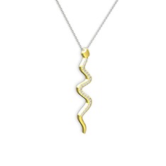 Retil Yılan Kolye - Swarovski 18 ayar altın kolye (40 cm beyaz altın rolo zincir) #rqno89