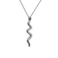 Retil Yılan Kolye - Swarovski 925 ayar siyah rodyum kaplama gümüş kolye (40 cm gümüş rolo zincir) #sodw02
