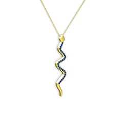 Lab safir 14 ayar altın kolye (40 cm altın rolo zincir)