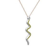Peridot 925 ayar gümüş kolye (40 cm rose altın rolo zincir)