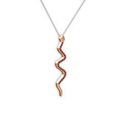Garnet 8 ayar rose altın kolye (40 cm beyaz altın rolo zincir)