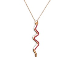 Retil Yılan Kolye - Rodolit garnet 925 ayar rose altın kaplama gümüş kolye (40 cm rose altın rolo zincir) #xzhc7k