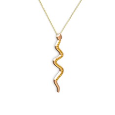 Retil Yılan Kolye - Sitrin 14 ayar rose altın kolye (40 cm gümüş rolo zincir) #ytbd4p