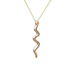 Retil Yılan Kolye - Dumanlı kuvars 14 ayar rose altın kolye (40 cm altın rolo zincir) #zx3bbt