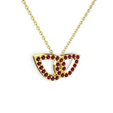 Taşlı Leaf Kolye - Rodolit garnet 925 ayar altın kaplama gümüş kolye (40 cm gümüş rolo zincir) #10uktn9