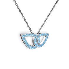 Taşlı Leaf Kolye - Akuamarin 925 ayar gümüş kolye (40 cm gümüş rolo zincir) #136geq4