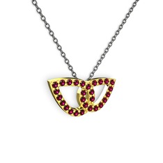Taşlı Leaf Kolye - Rodolit garnet 8 ayar altın kolye (40 cm gümüş rolo zincir) #14423cv