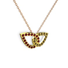 Dumanlı kuvars ve garnet 18 ayar altın kolye (40 cm gümüş rolo zincir)