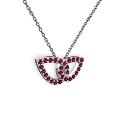 Taşlı Leaf Kolye - Rodolit garnet 8 ayar beyaz altın kolye (40 cm gümüş rolo zincir) #1s3zwr3