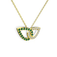 Swarovski ve yeşil kuvars 925 ayar altın kaplama gümüş kolye (40 cm gümüş rolo zincir)