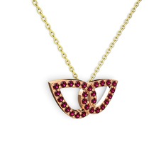 Rodolit garnet 18 ayar rose altın kolye (40 cm altın rolo zincir)