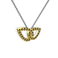 Taşlı Leaf Kolye - Dumanlı kuvars 925 ayar altın kaplama gümüş kolye (40 cm gümüş rolo zincir) #1vym0t7