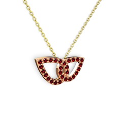 Garnet 14 ayar rose altın kolye (40 cm altın rolo zincir)