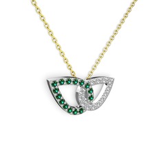 Swarovski ve yeşil kuvars 925 ayar gümüş kolye (40 cm altın rolo zincir)