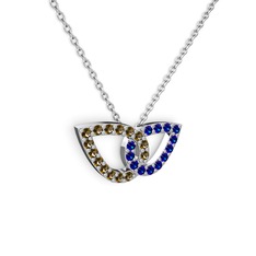 Taşlı Leaf Kolye - Lab safir ve dumanlı kuvars 925 ayar gümüş kolye (40 cm gümüş rolo zincir) #92wu89