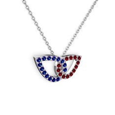 Taşlı Leaf Kolye - Garnet ve lab safir 925 ayar gümüş kolye (40 cm gümüş rolo zincir) #fqxr9p