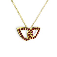 Taşlı Leaf Kolye - Garnet ve rodolit garnet 14 ayar altın kolye (40 cm altın rolo zincir) #h5qfsf