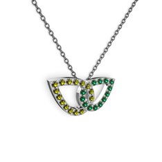 Taşlı Leaf Kolye - Yeşil kuvars ve peridot 925 ayar gümüş kolye (40 cm gümüş rolo zincir) #jwzgqw