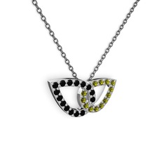 Taşlı Leaf Kolye - Peridot ve siyah zirkon 925 ayar gümüş kolye (40 cm gümüş rolo zincir) #lvhumw