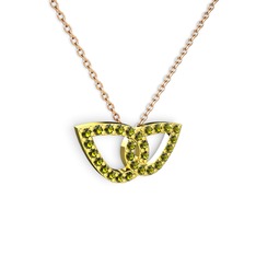 Peridot 18 ayar altın kolye (40 cm gümüş rolo zincir)